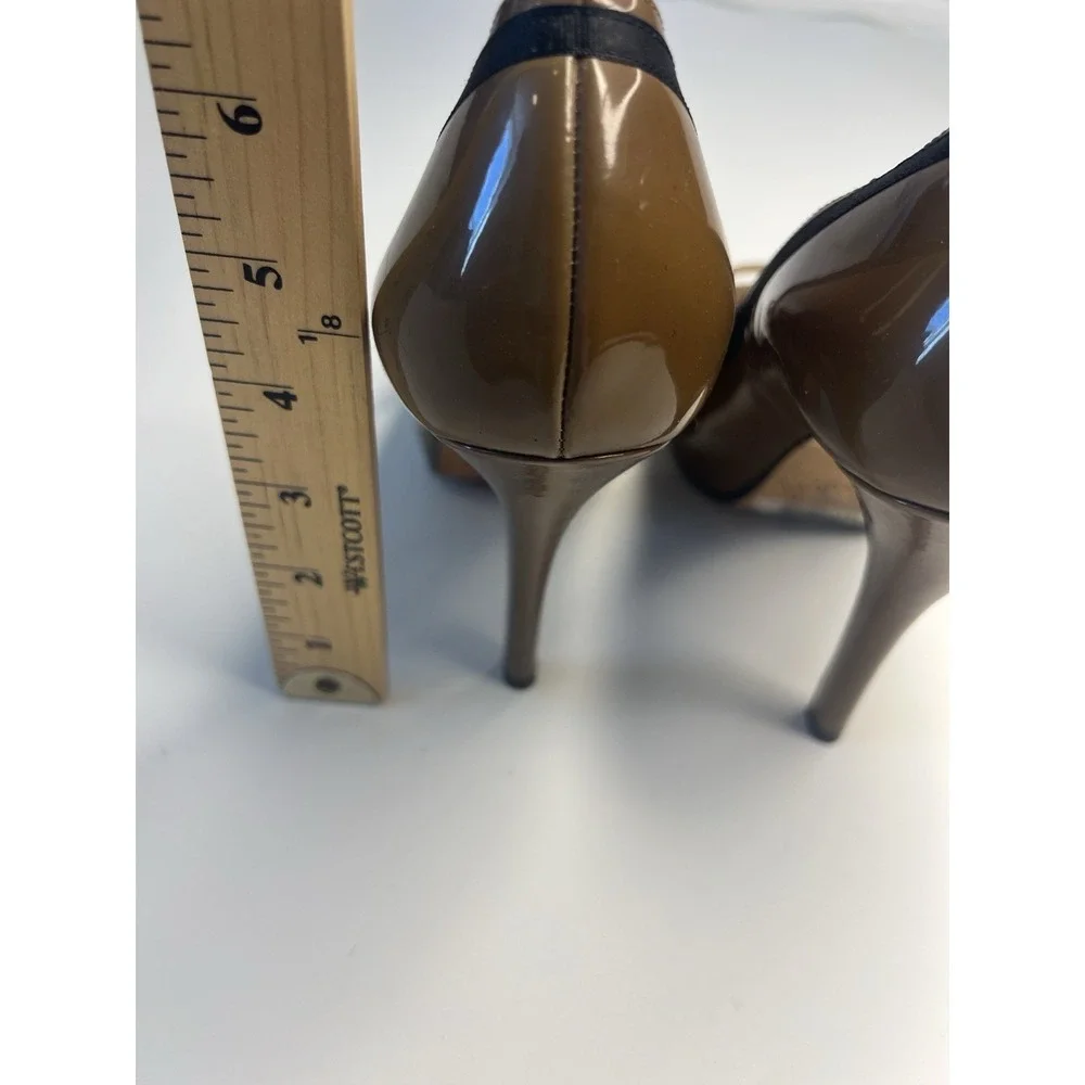 Kate Spade New York Women Patent Leather Classic Pump Brown 9B Formal Work Money